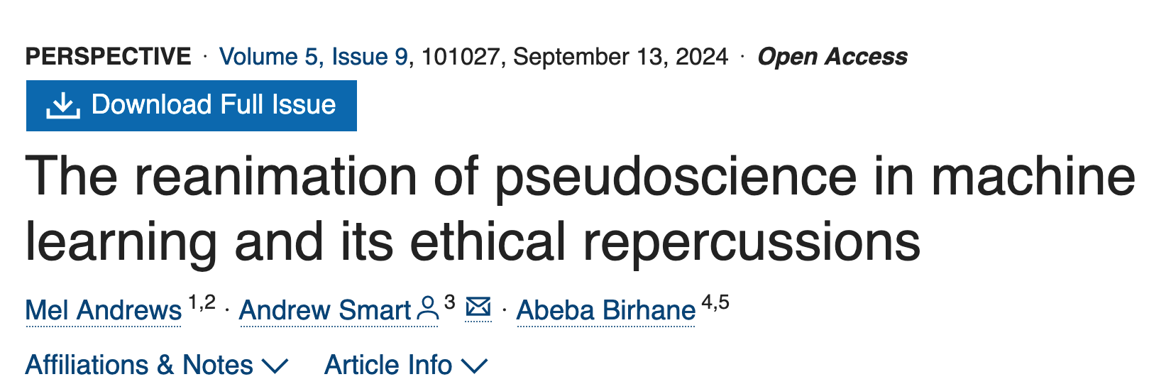 Image for The reanimation of pseudoscience in machine learning and its ethical repercussions